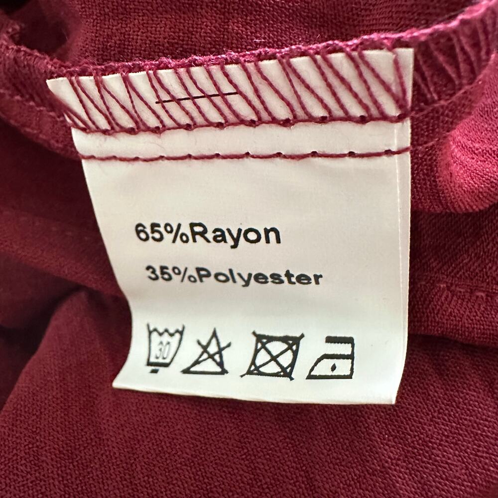Women V-Neck Short Sleeve Burgundy Cover Up Dress Size S NWT - Picture 7 of 8
